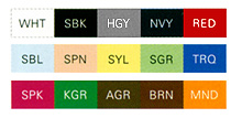 デミムーン(demimoon)半袖Tシャツ 色見本画像：カラーは15色：ホワイト(WHT)、スーパーブラック(SBK)、ヘザーグレイ(HGY)、ネイビー(NVY)、レッド(RED)、ショッキングピンク(SPK)、アーミーグリーン(AGR)、ケリーグリーン(KGR)、ターコイズ(TRQ)、シャーベットブルー(SBL)、シャーベットイエロー(SYL)、シャーベットピンク(SPN)、シャーベットグリーン(SGR)、ブラウン(BRN)、マンダリンオレンジ(MND)